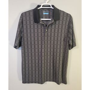 PGA Tour Mens Black Plaid Golf Polo Shirt Size XL
